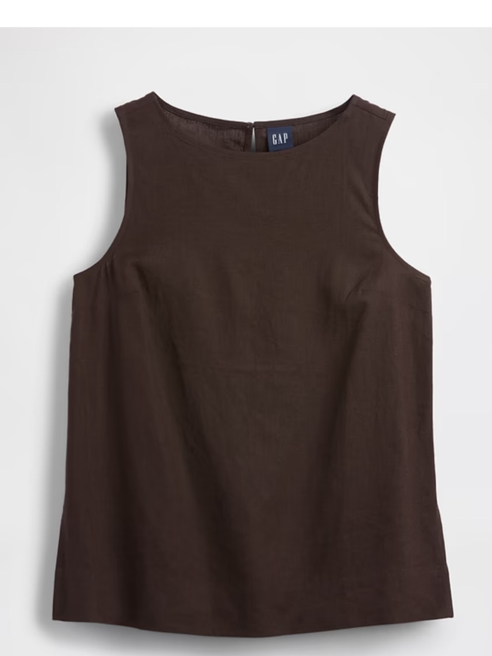 GAP Women's Sleeveless Tank Top in Dark Brown Linen Rayon Blend